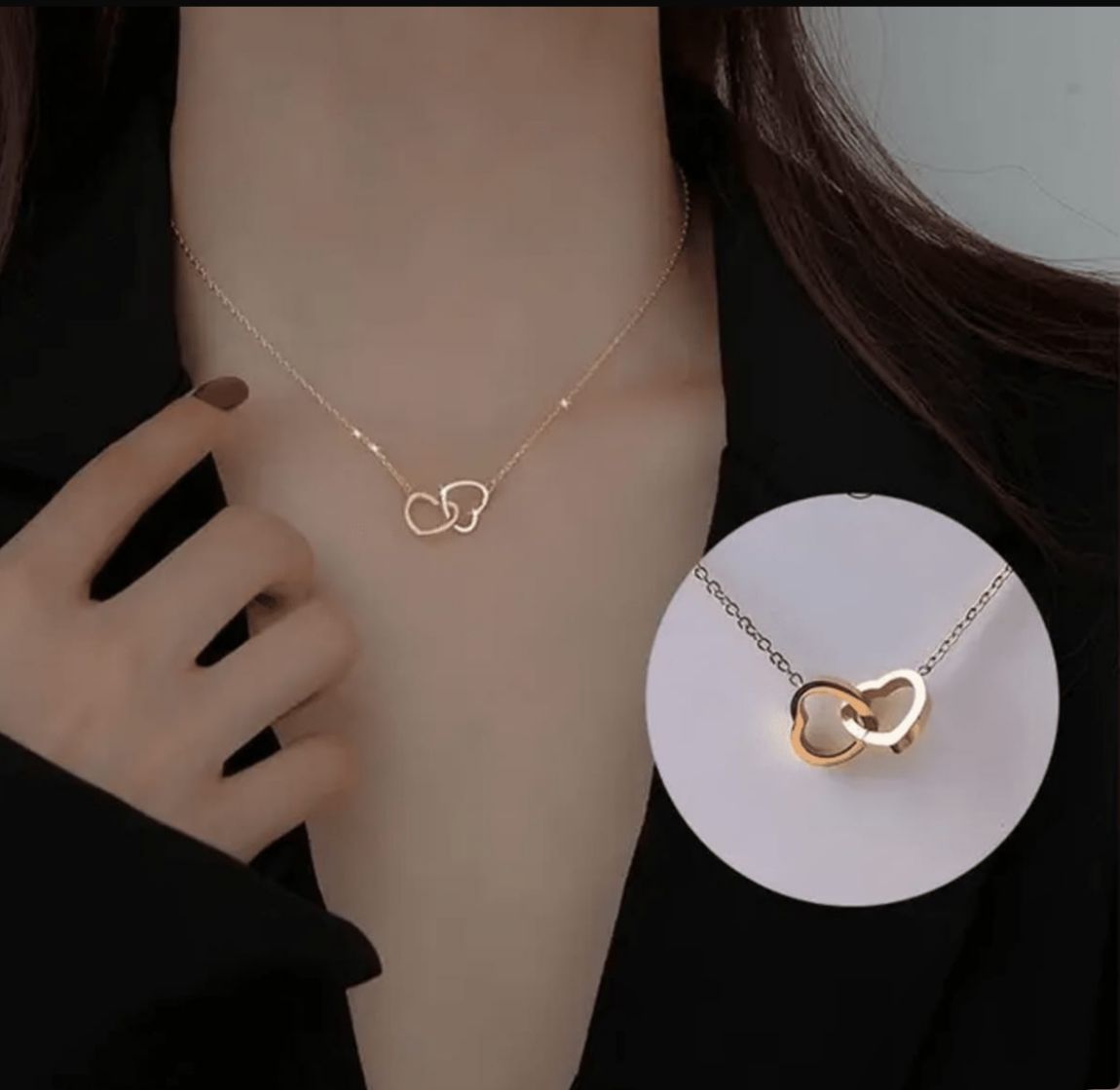 Twin Hearts Interlocking Necklace