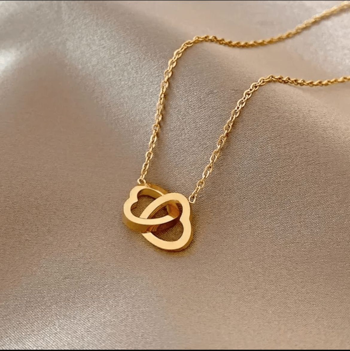 Twin Hearts Interlocking Necklace