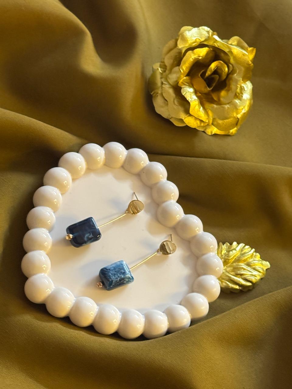 Ocean Marble Long Drop Earrings