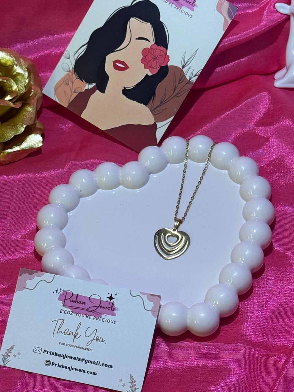 Golden Ripple Heart Jewelry Set
