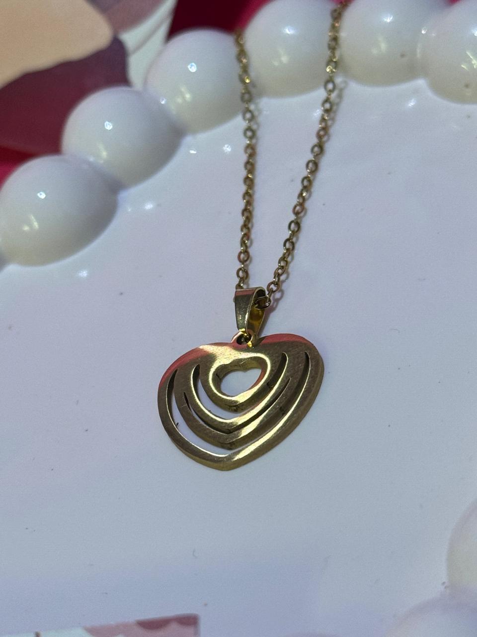 Golden Ripple Heart Jewelry Set