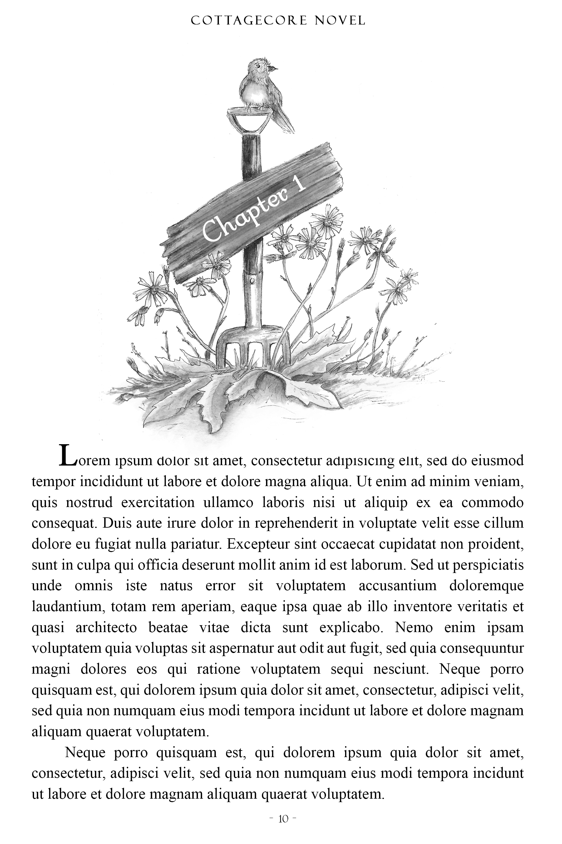 Rabbit with Gerber Daisy Single Header Illustration - Color + Grayscale
