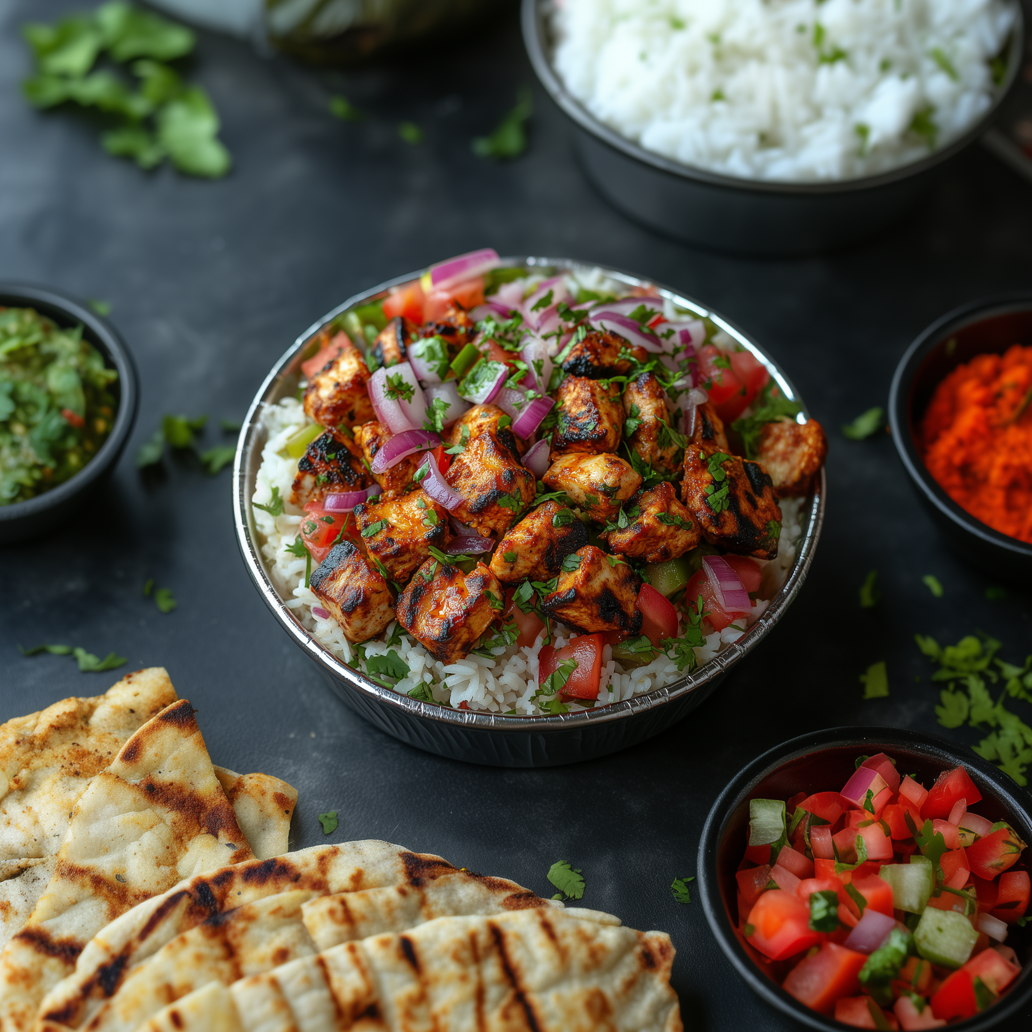 Chicken shawarma over rice