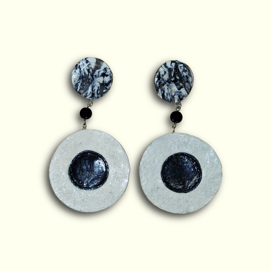 Monochrome Galaxy Drop Earrings 