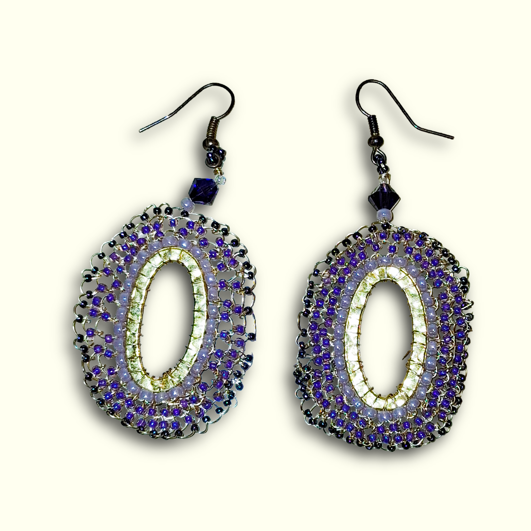 Violet Halo Beaded Earrings