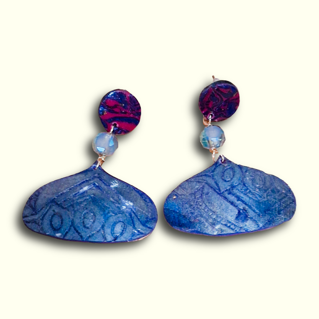 Handcrafted Blue Statement Earrings