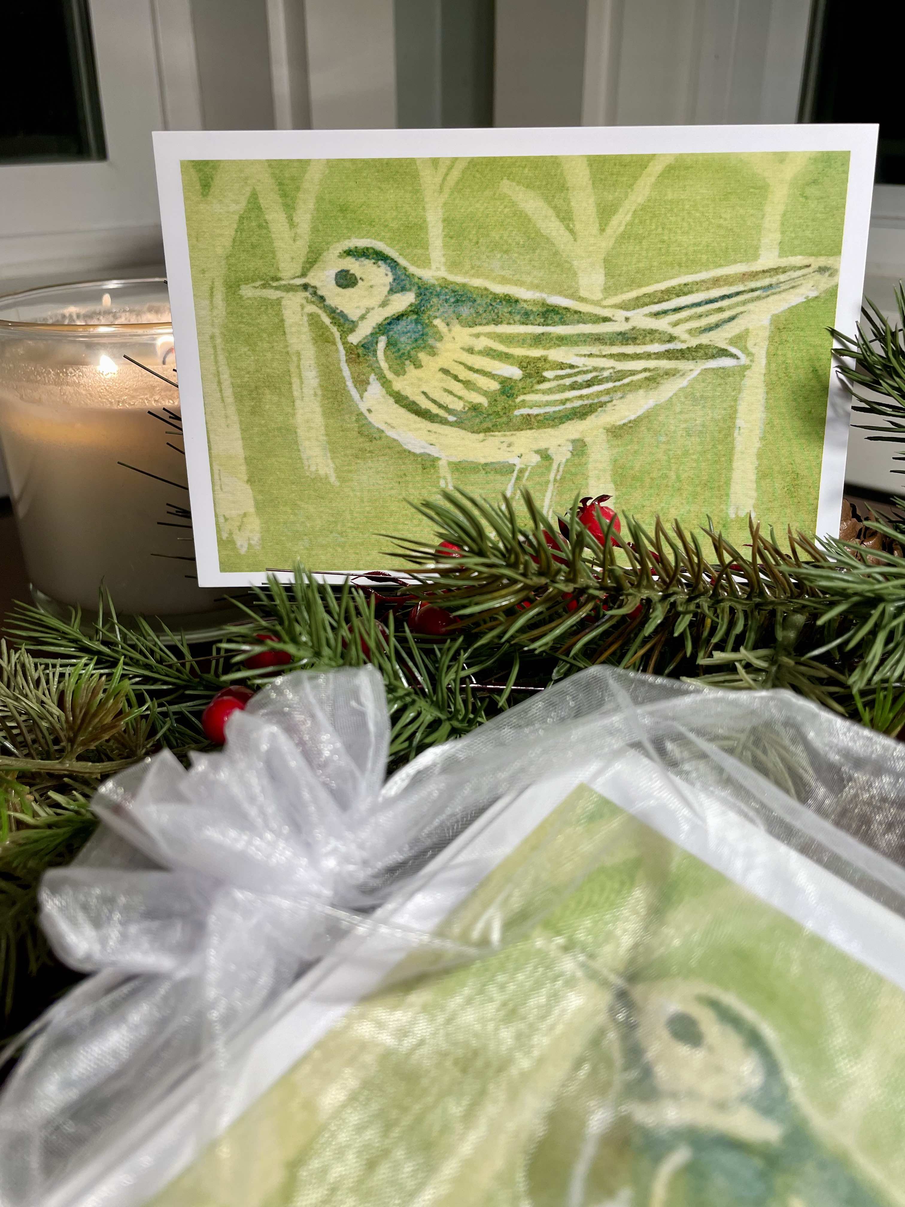 Green Bird Art Card