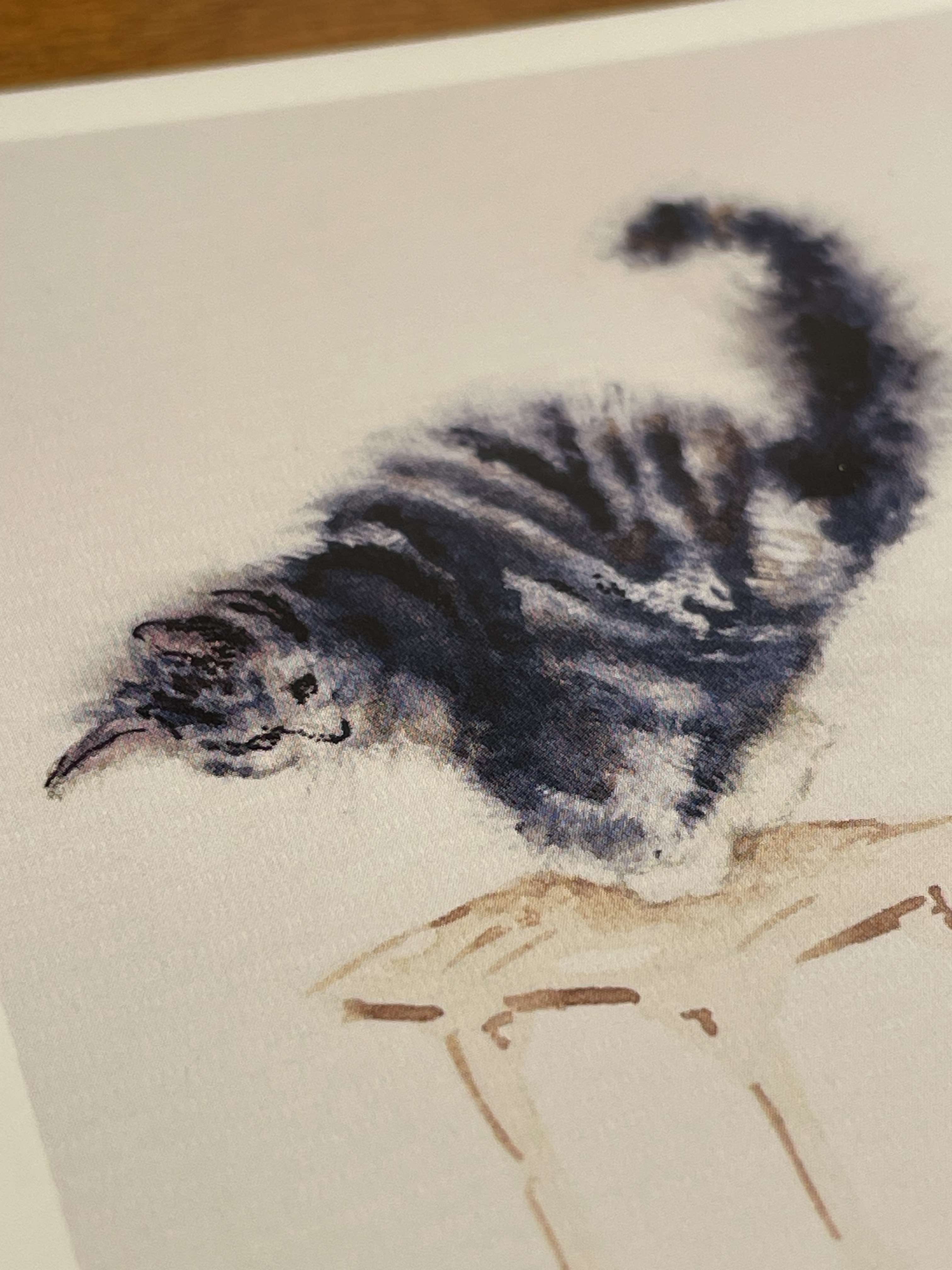 Watercolor Pouncing Kitty Card