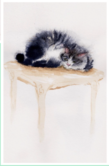Watercolor Sleeping Kitty Greeting Card