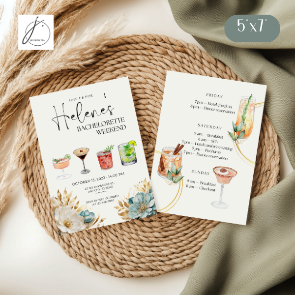 Teal-Gold Floral Bachelor Bridesmaid Party