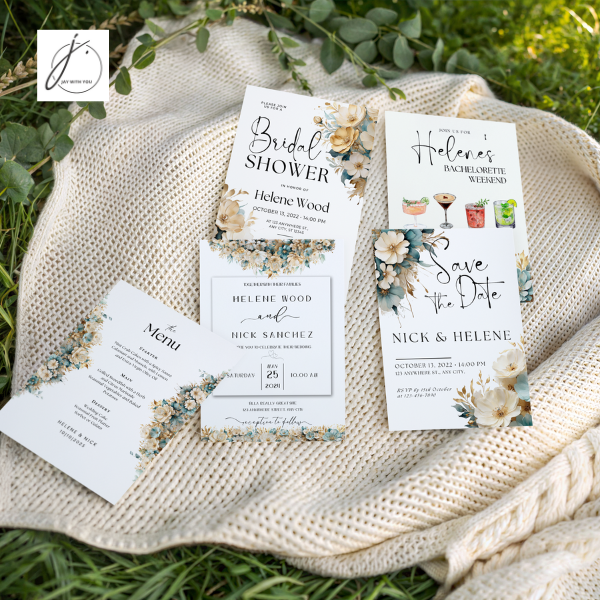 Teal-Gold Floral Bundles 