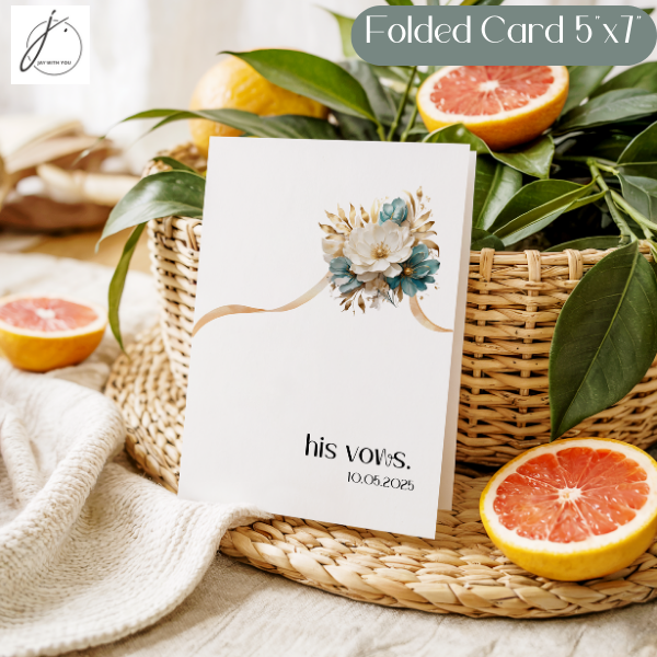 Teal-Gold Floral Vow Book