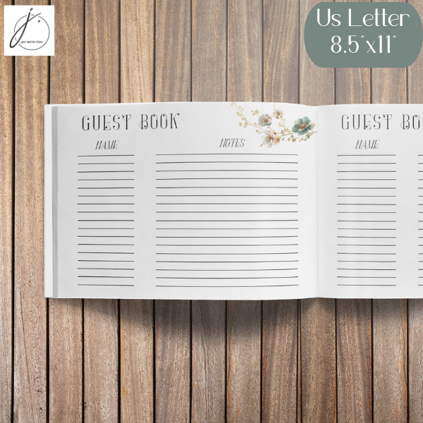 Teal-Gold Floral Guest Book