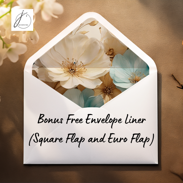 Teal-Gold Floral Wedding Invitation - Envelope Liner