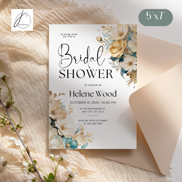 Teal-Gold Floral Bachelor Bridesmaid Party