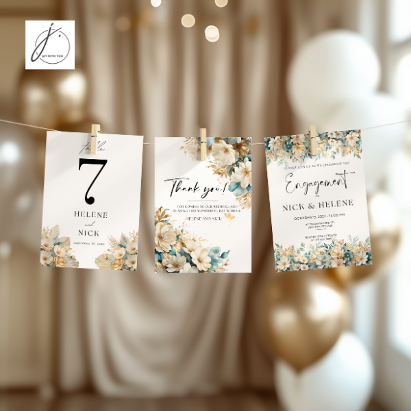 Teal-Gold Floral Bundles 