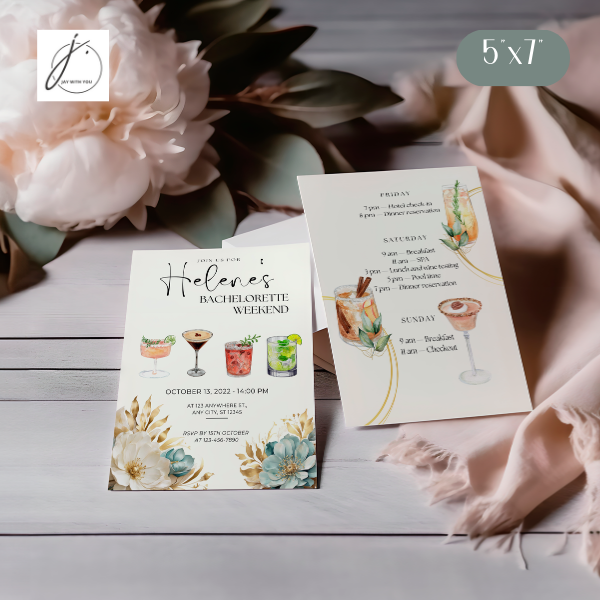 Teal-Gold Floral Bachelor Bridesmaid Party