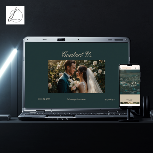Teal-Gold Floral Wedding Website