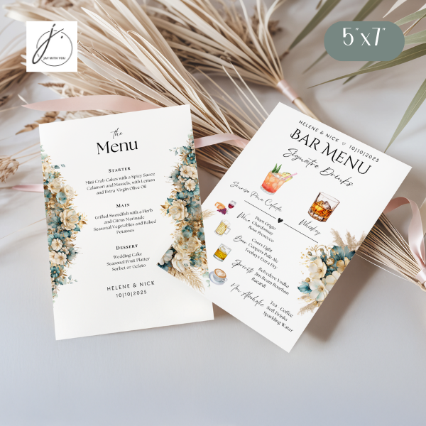 Teal-Gold Floral Menu-bar Menu