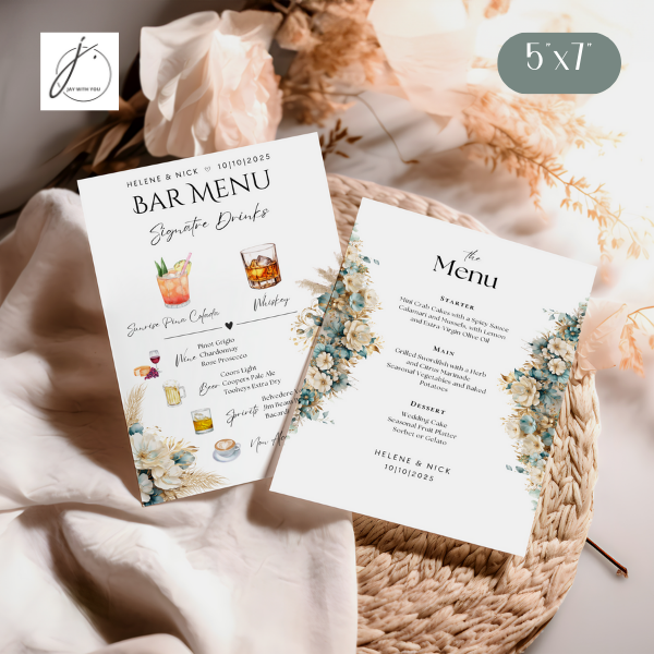 Teal-Gold Floral Menu-bar Menu