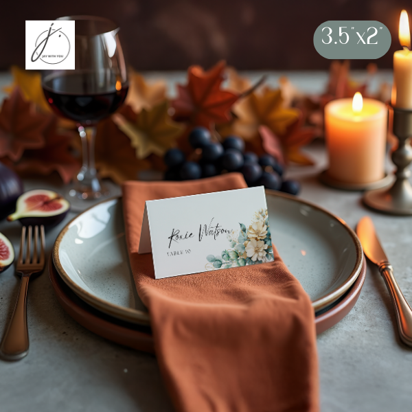 Teal-Gold Floral Place-Reserved Card / Tag