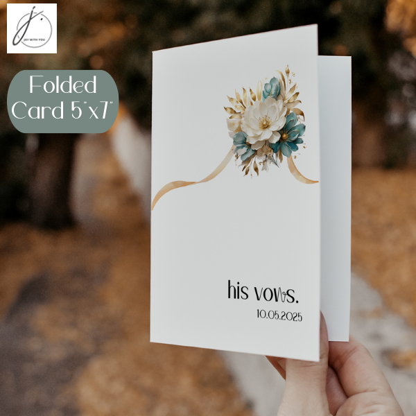 Teal-Gold Floral Vow Book