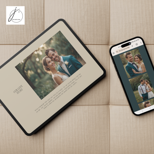 Teal-Gold Floral Wedding Website