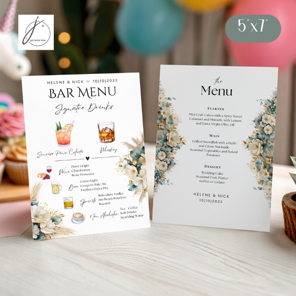 Teal-Gold Floral Menu-bar Menu