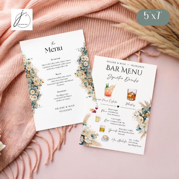 Teal-Gold Floral Menu-bar Menu