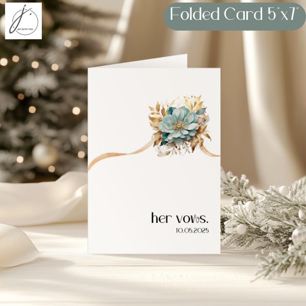 Teal-Gold Floral Vow Book