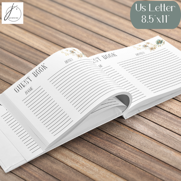 Teal-Gold Floral Guest Book