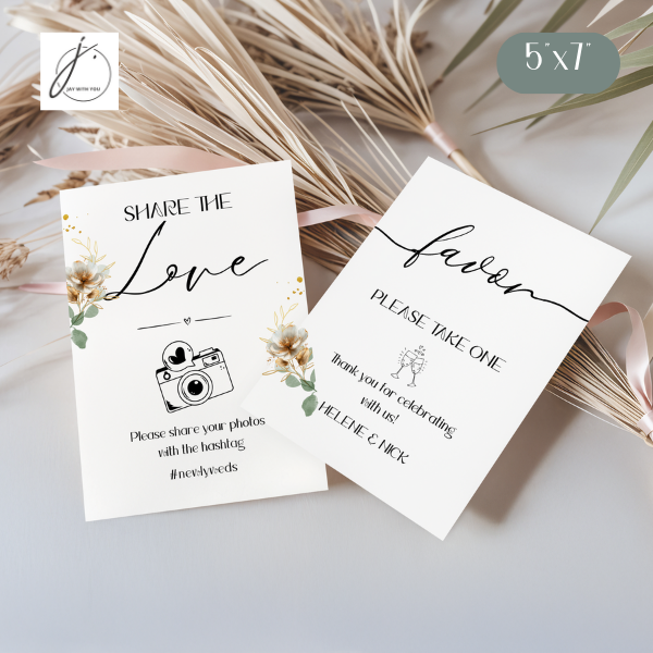 Teal-Gold Floral Favor - Share the photo