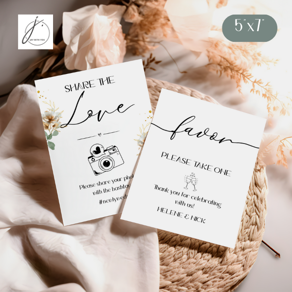 Teal-Gold Floral Favor - Share the photo