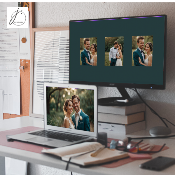 Teal-Gold Floral Wedding Website