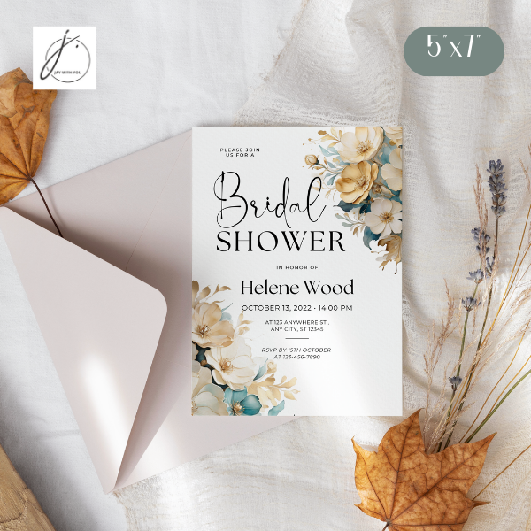 Teal-Gold Floral Bachelor Bridesmaid Party