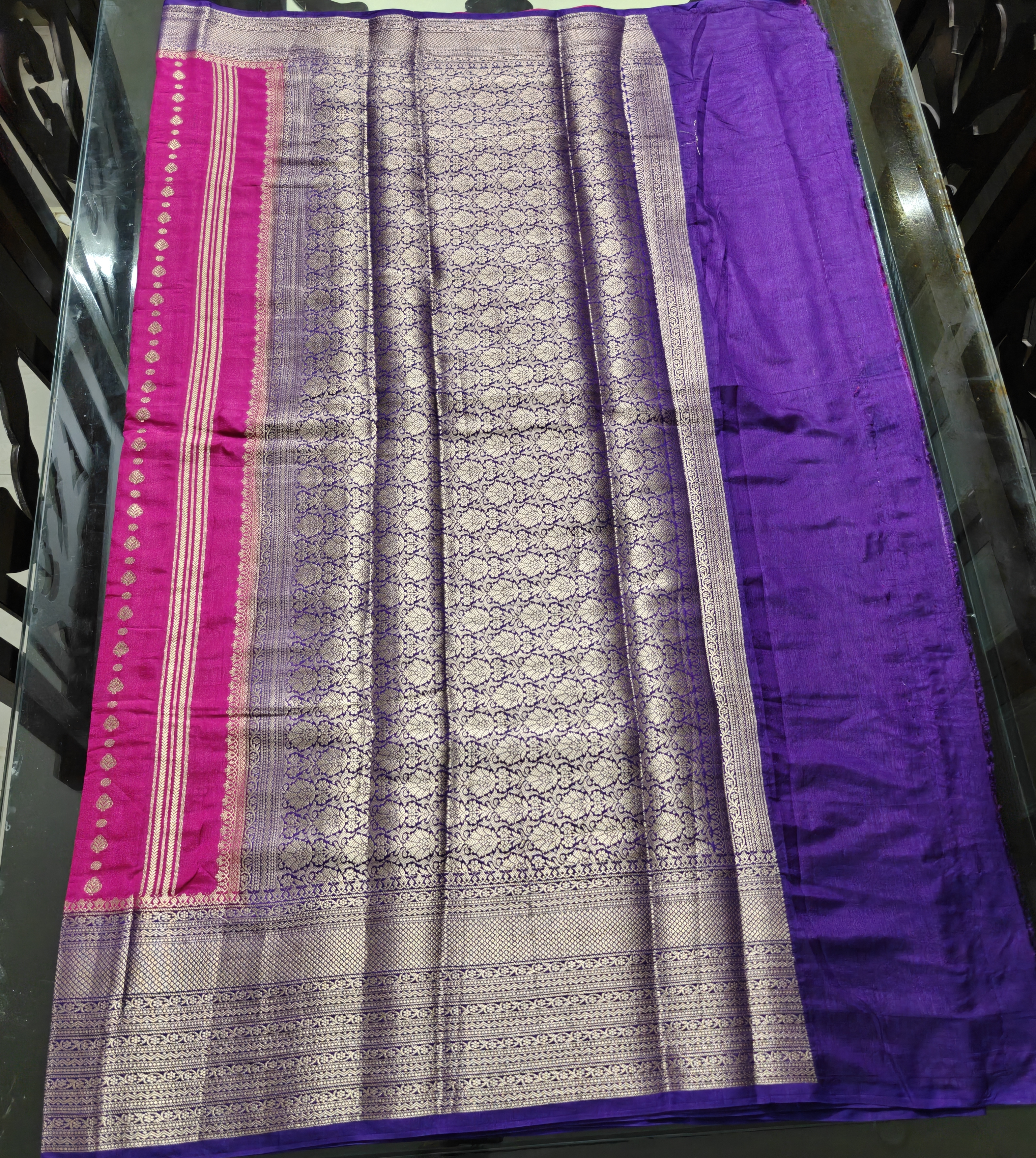 Purple and Pink Silk Saree