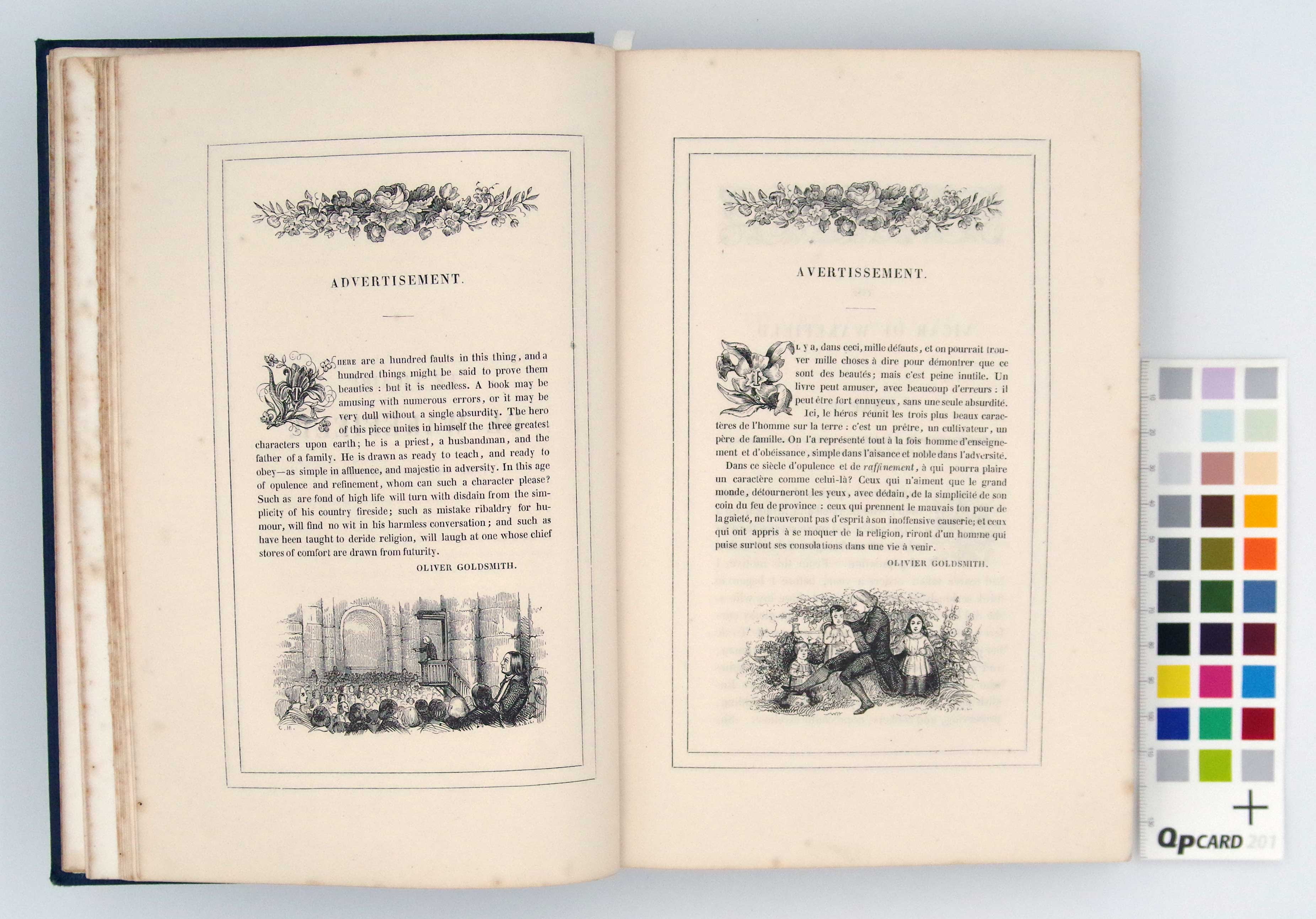 Le vicaire de Wakefield, 1838, par Goldsmith. 