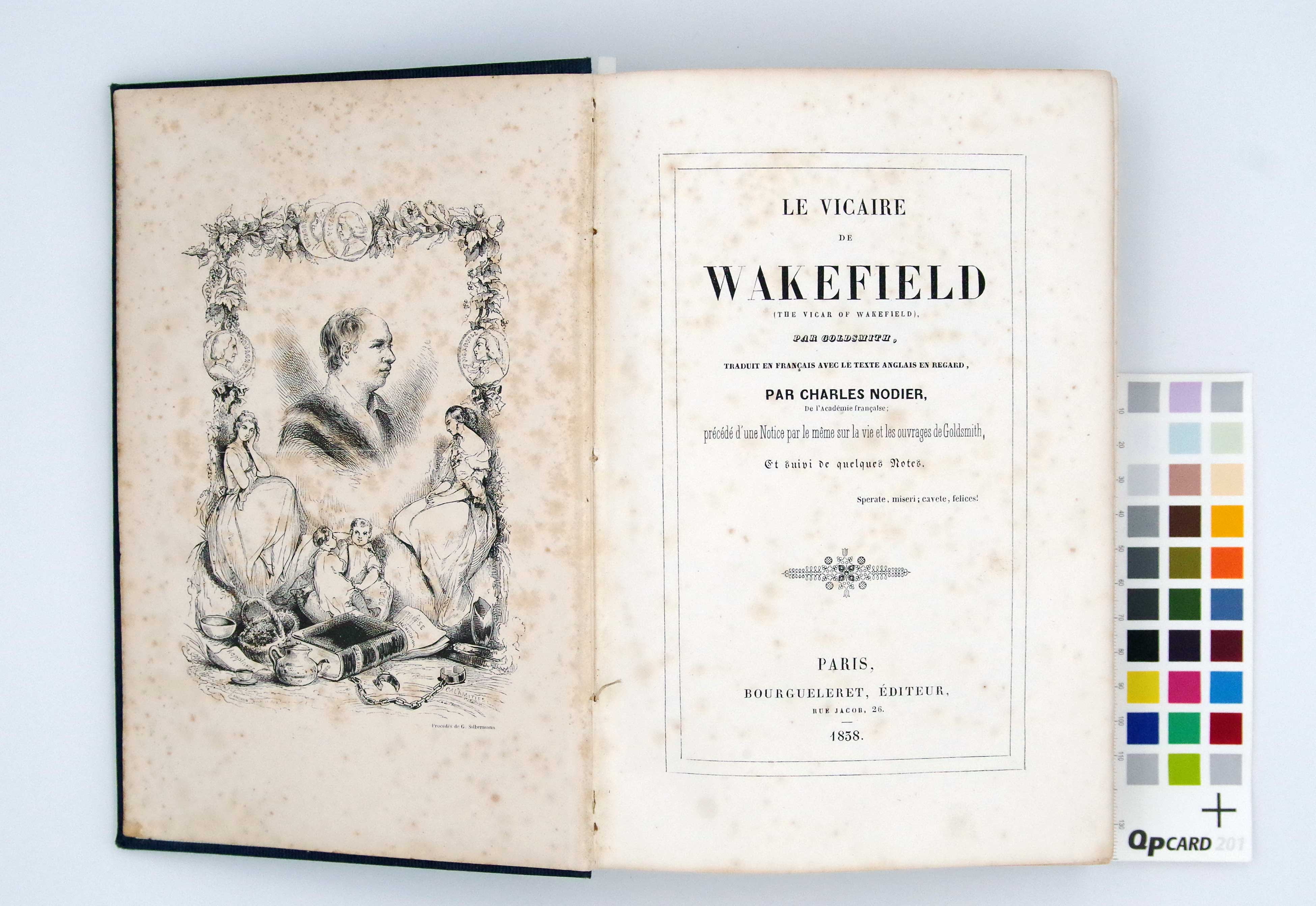 Le vicaire de Wakefield, 1838, par Goldsmith. 