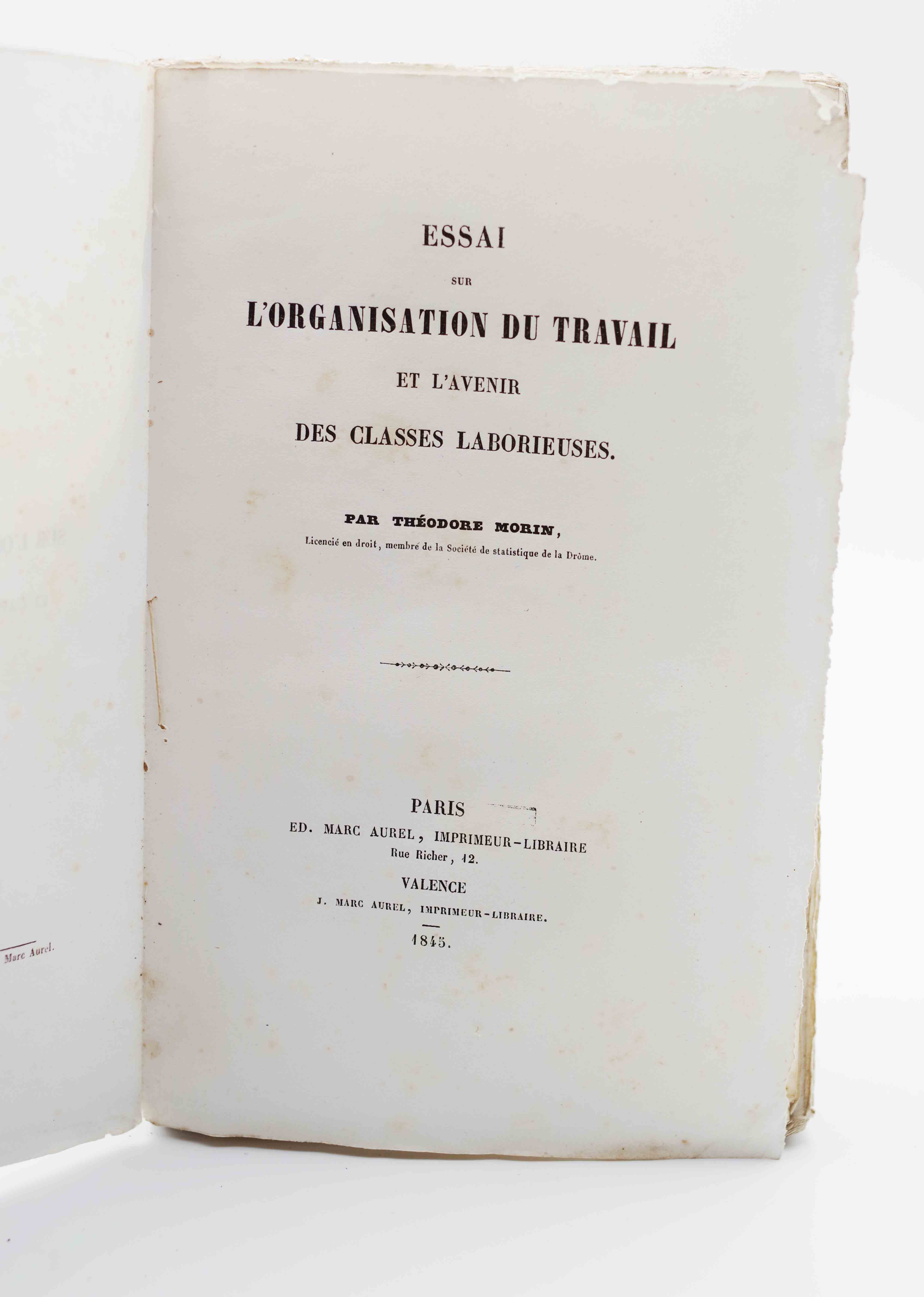 Essai sur l'organisation du travail - 1845 - Théodore Morin