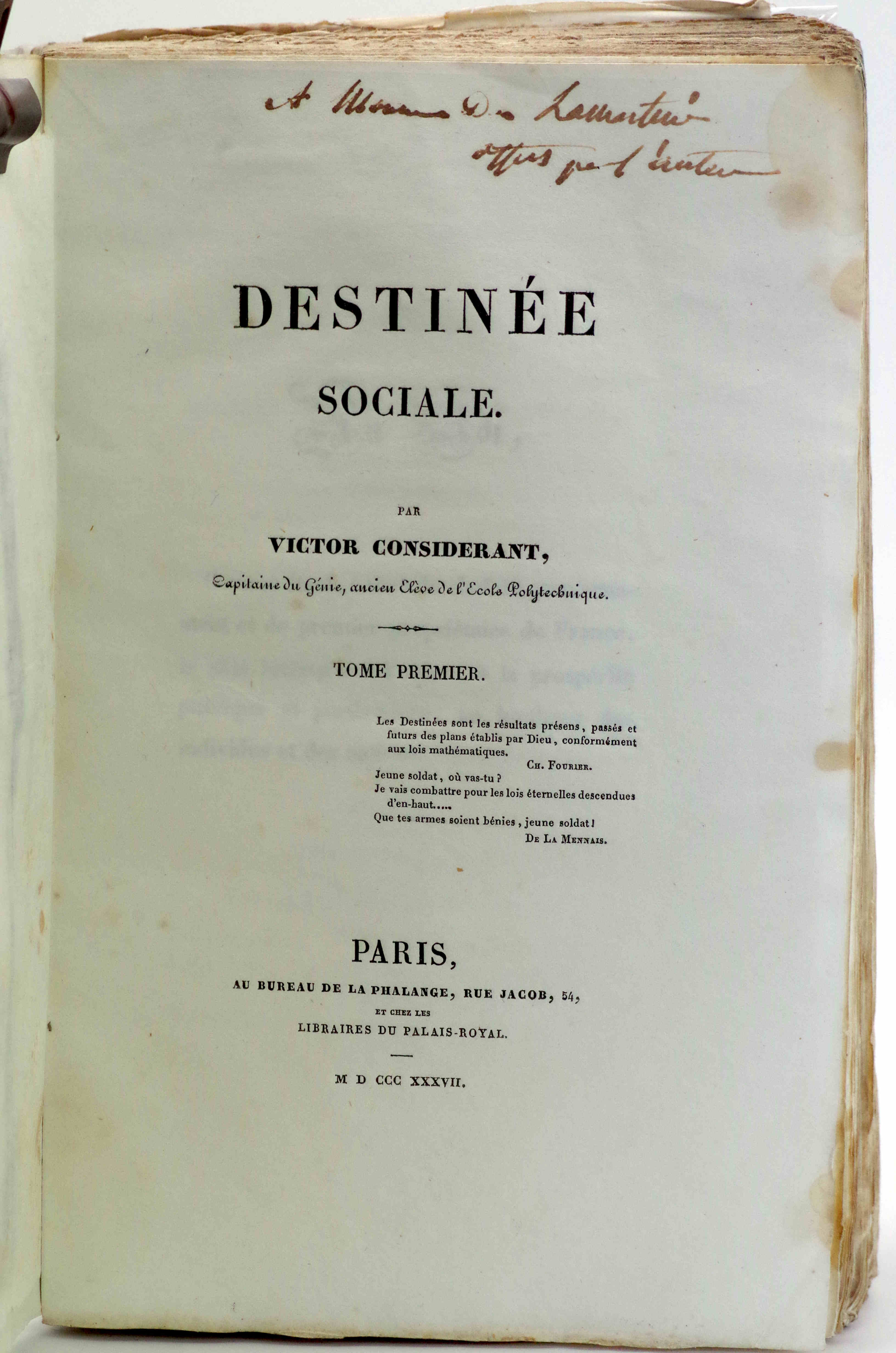 Destinée sociale. par Victor Considerant.