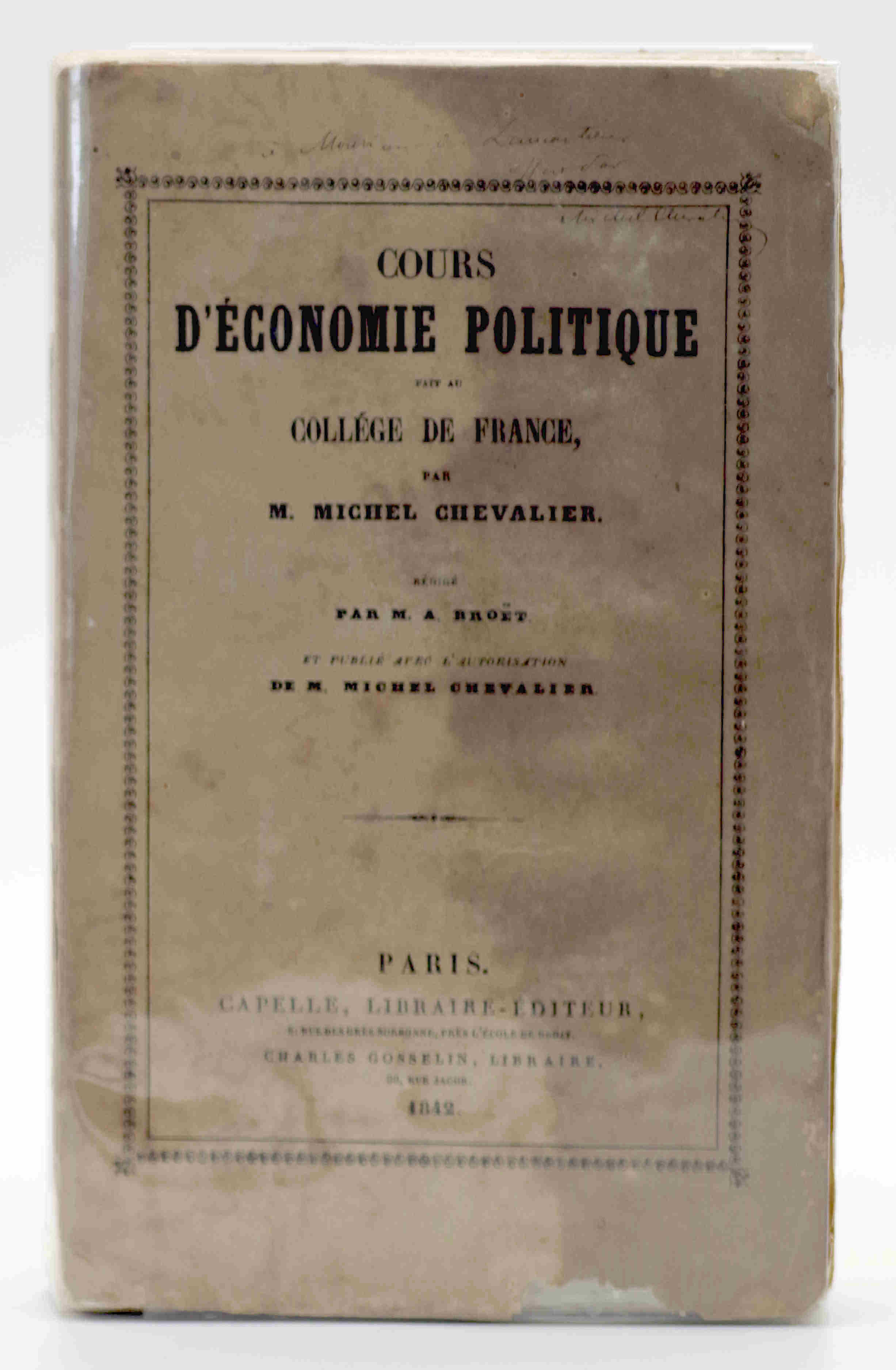 Cours d'économie politique fait au collège de France,