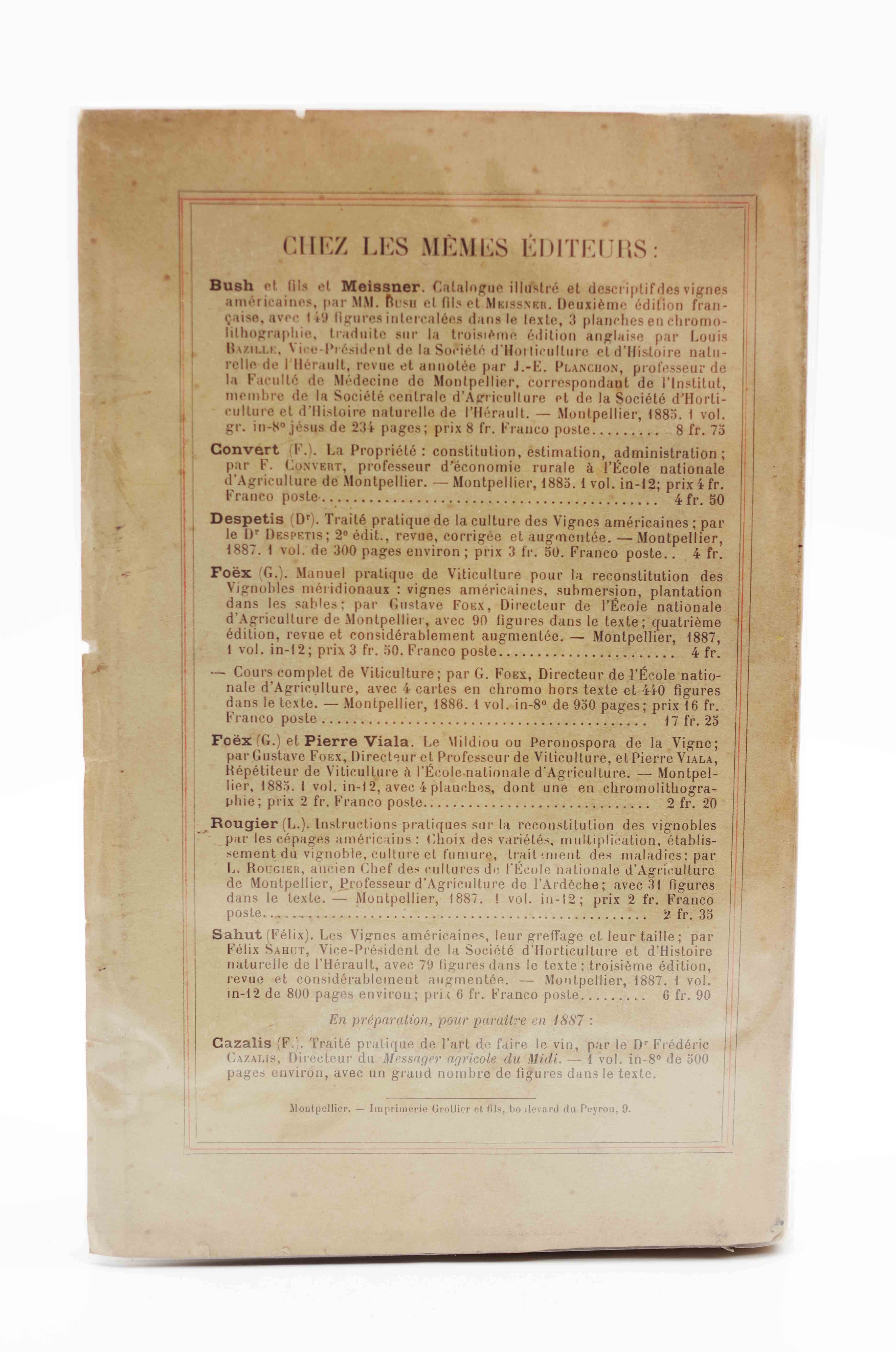Les maladies de la vigne. Pierre Viala -  1887