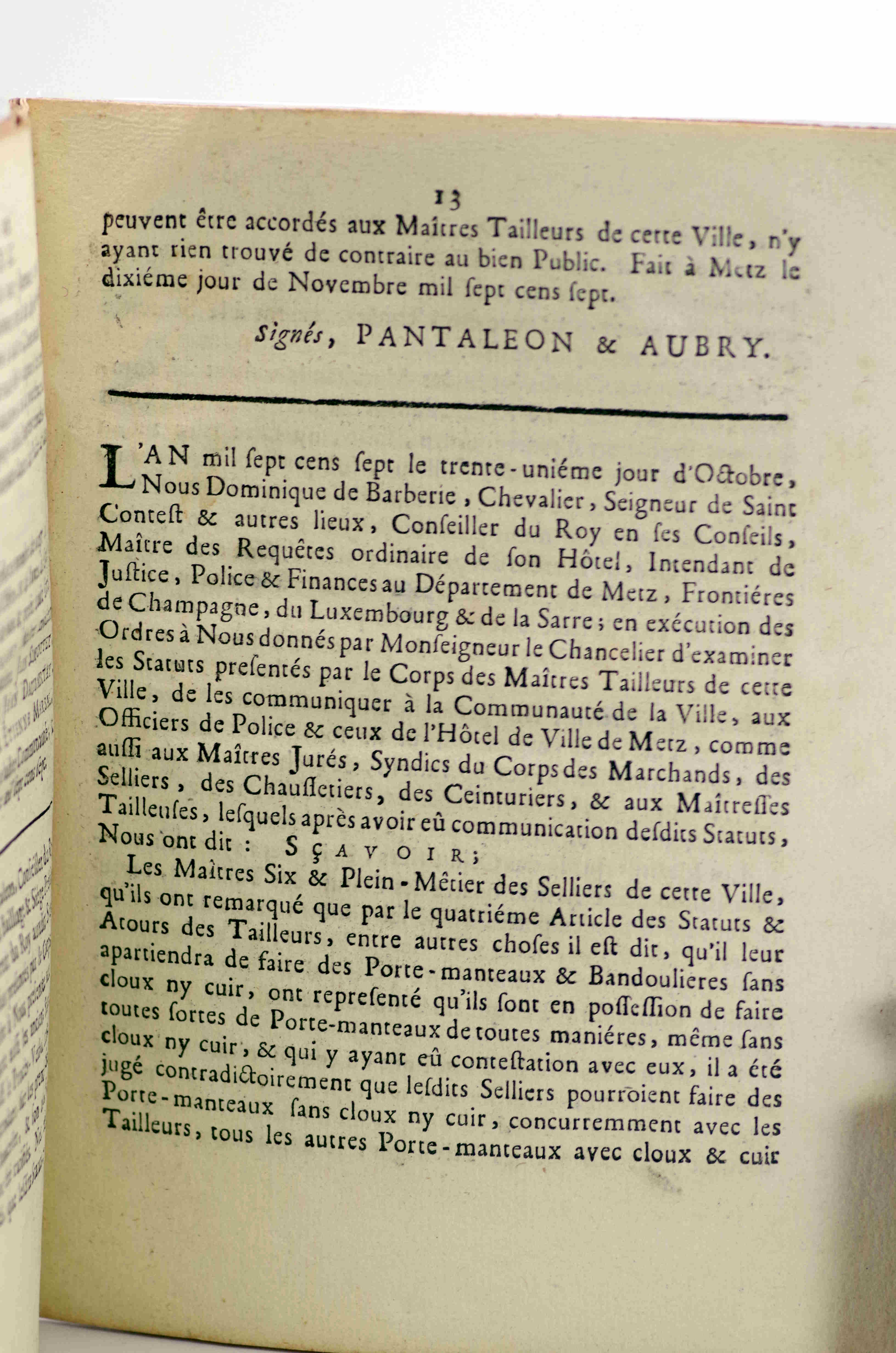 Statuts et reglemens (sic) des Maîtres Tailleurs d'habits de la ville de Metz.