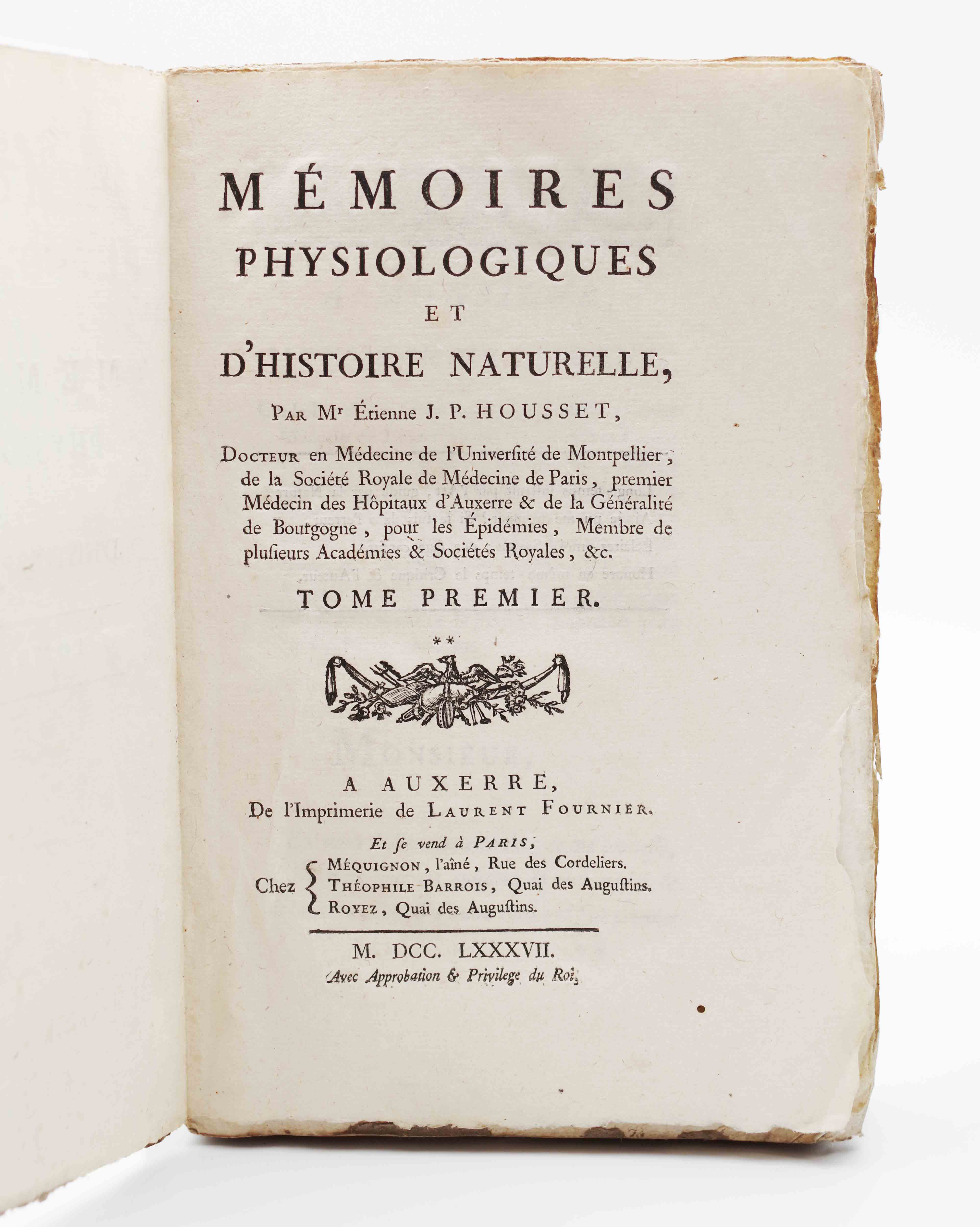 Mémoires physiologiques et d'histoire naturelle - Housset - 1787