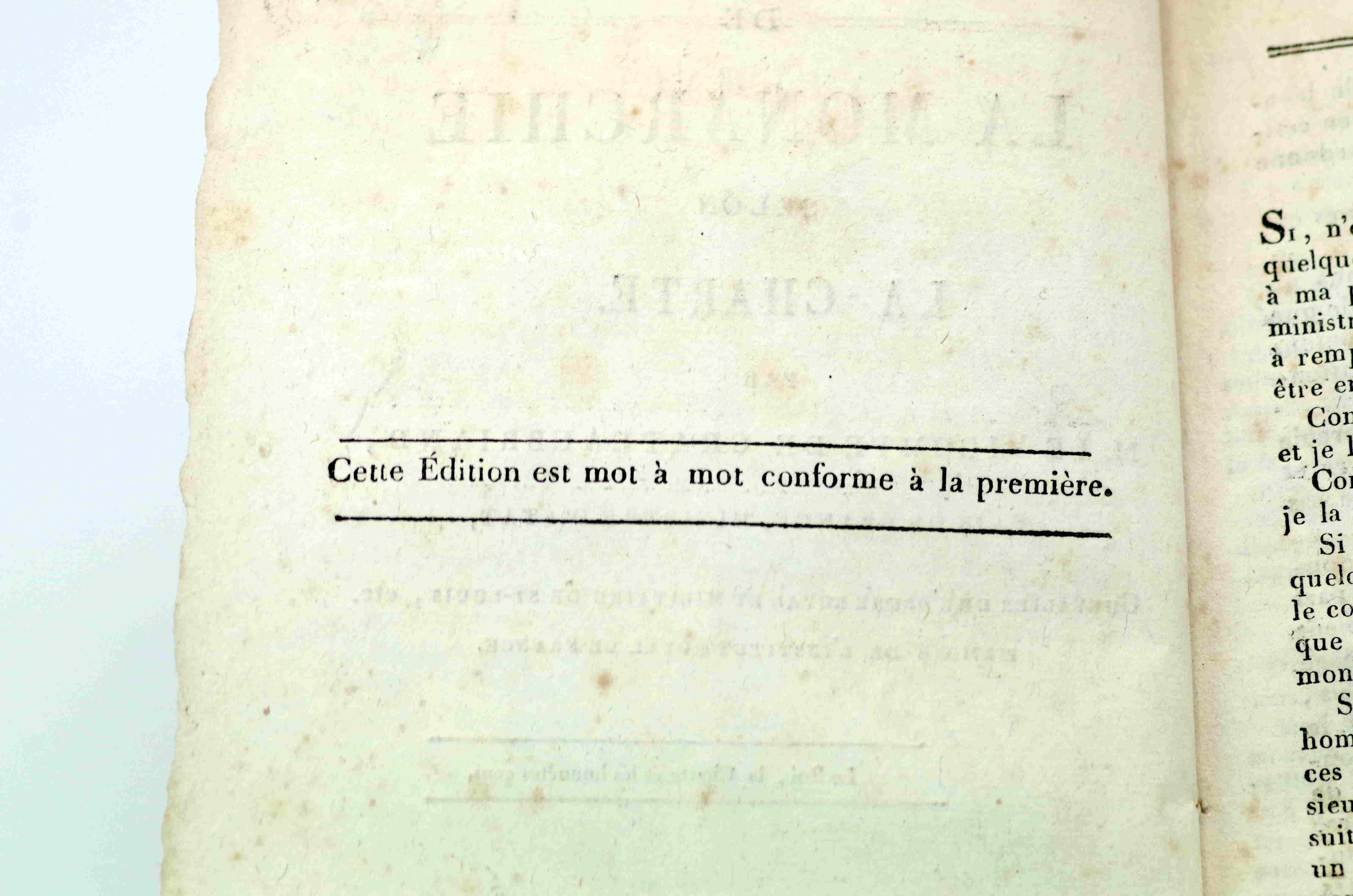 De La Monarchie selon La Charte.