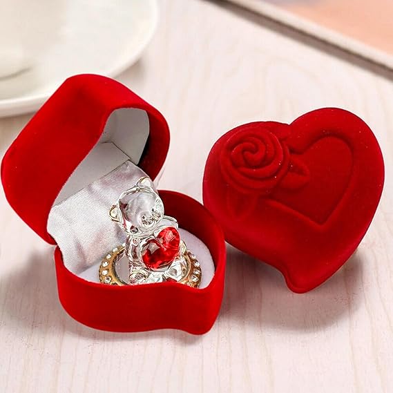 Mum love heart teddy bear red rose Mother's Day Christmas birthday boxed glass ornament