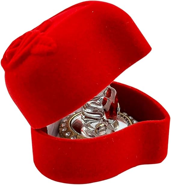 Mum love heart teddy bear red rose Mother's Day Christmas birthday boxed glass ornament