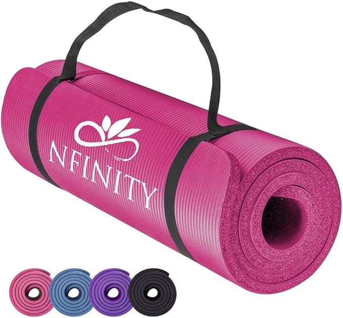 Yoga Mat Exercise Fitness foam Extra Thick Non-Slip Large Padded High Density for Pilates gymnastics stretching Workout with Free Carry Strap.