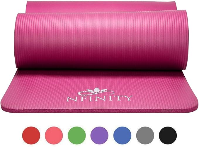 Yoga Mat Exercise Fitness foam Extra Thick Non-Slip Large Padded High Density for Pilates gymnastics stretching Workout with Free Carry Strap.