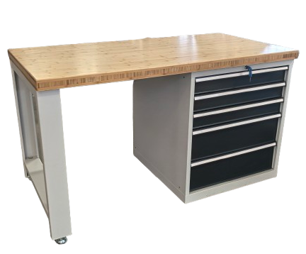 Wood-top Workbench with Drawers